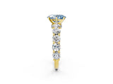 Yellow gold Round Diamond Side Stone Engagement Ring with Six-Prong Setting_25