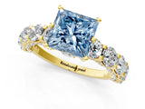 Yellow gold Round Diamond Side Stone Engagement Ring with Six-Prong Setting_25
