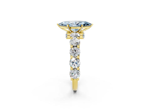 Yellow gold Round Diamond Side Stone Engagement Ring with Six-Prong Setting_26