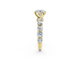 Yellow gold Round Diamond Side Stone Engagement Ring with Six-Prong Setting_26
