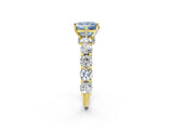 Yellow gold Round Diamond Side Stone Engagement Ring with Six-Prong Setting_26