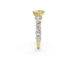 Yellow gold Round Diamond Side Stone Engagement Ring with Six-Prong Setting_26