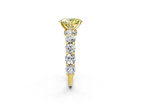 Yellow gold Round Diamond Side Stone Engagement Ring with Six-Prong Setting_26