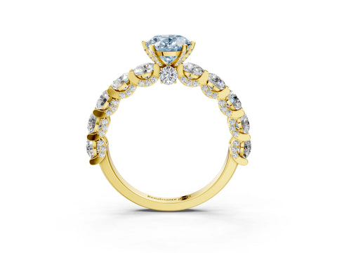Yellow gold Round Diamond Side Stone Engagement Ring with Six-Prong Setting_26