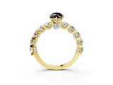 Yellow gold Round Diamond Side Stone Engagement Ring with Six-Prong Setting_27
