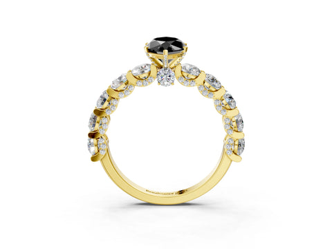 Yellow gold Round Diamond Side Stone Engagement Ring with Six-Prong Setting_27