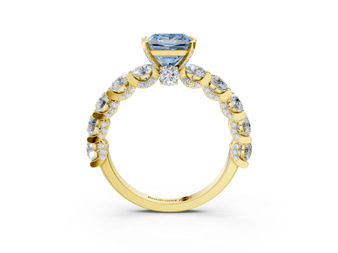 Yellow gold Round Diamond Side Stone Engagement Ring with Six-Prong Setting_27
