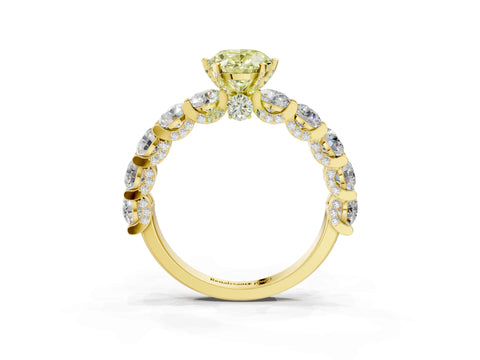 Yellow gold Round Diamond Side Stone Engagement Ring with Six-Prong Setting_27