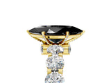 Yellow gold Round Diamond Side Stone Engagement Ring with Six-Prong Setting_29