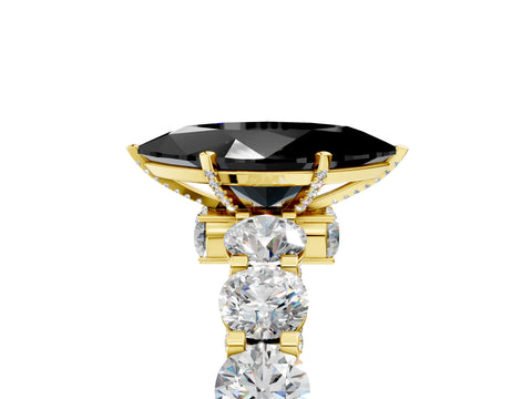 Yellow gold Round Diamond Side Stone Engagement Ring with Six-Prong Setting_29
