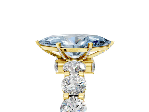 Yellow gold Round Diamond Side Stone Engagement Ring with Six-Prong Setting_29