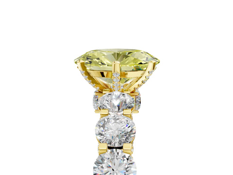 Yellow gold Round Diamond Side Stone Engagement Ring with Six-Prong Setting_29