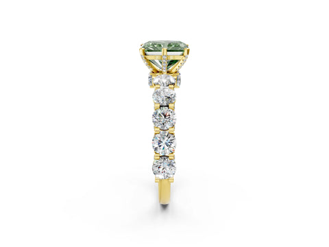Yellow gold Round Diamond Side Stone Engagement Ring with Six-Prong Setting_2