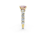 Yellow gold Round Diamond Side Stone Engagement Ring with Six-Prong Setting_2