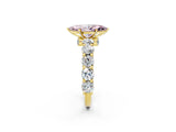 Yellow gold Round Diamond Side Stone Engagement Ring with Six-Prong Setting_2