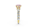 Yellow gold Round Diamond Side Stone Engagement Ring with Six-Prong Setting_2