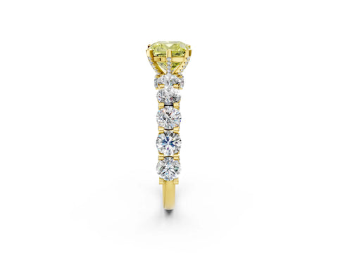Yellow gold Round Diamond Side Stone Engagement Ring with Six-Prong Setting_2