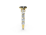 Yellow gold Round Diamond Side Stone Engagement Ring with Six-Prong Setting_2