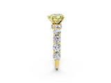 Yellow gold Round Diamond Side Stone Engagement Ring with Six-Prong Setting_2