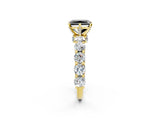 Yellow gold Round Diamond Side Stone Engagement Ring with Six-Prong Setting_2