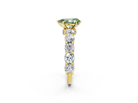 Yellow gold Round Diamond Side Stone Engagement Ring with Six-Prong Setting_2