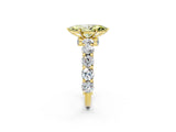 Yellow gold Round Diamond Side Stone Engagement Ring with Six-Prong Setting_2
