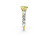 Yellow gold Round Diamond Side Stone Engagement Ring with Six-Prong Setting_2