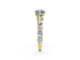 Yellow gold Round Diamond Side Stone Engagement Ring with Six-Prong Setting_2