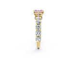 Yellow gold Round Diamond Side Stone Engagement Ring with Six-Prong Setting_2