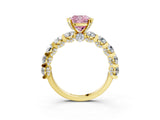 Yellow gold Round Diamond Side Stone Engagement Ring with Six-Prong Setting_3
