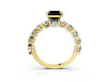 Yellow gold Round Diamond Side Stone Engagement Ring with Six-Prong Setting_3