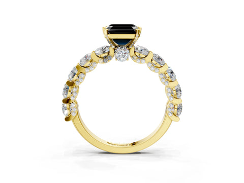 Yellow gold Round Diamond Side Stone Engagement Ring with Six-Prong Setting_3