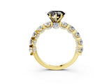Yellow gold Round Diamond Side Stone Engagement Ring with Six-Prong Setting_3