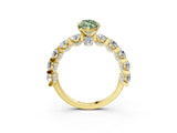 Yellow gold Round Diamond Side Stone Engagement Ring with Six-Prong Setting_3