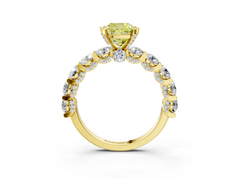 Yellow gold Round Diamond Side Stone Engagement Ring with Six-Prong Setting_3