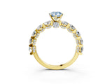 Yellow gold Round Diamond Side Stone Engagement Ring with Six-Prong Setting_3