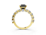 Yellow gold Round Diamond Side Stone Engagement Ring with Six-Prong Setting_3