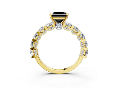 Yellow gold Round Diamond Side Stone Engagement Ring with Six-Prong Setting_3