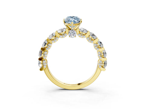 Yellow gold Round Diamond Side Stone Engagement Ring with Six-Prong Setting_3