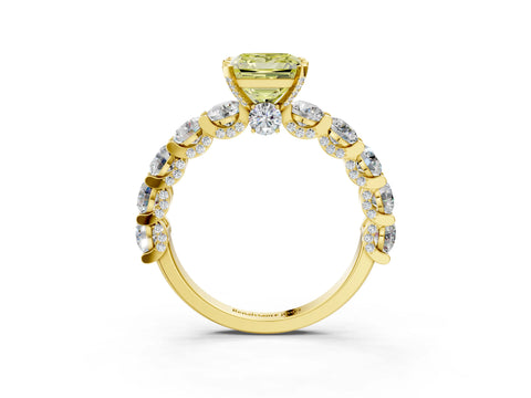 Yellow gold Round Diamond Side Stone Engagement Ring with Six-Prong Setting_3