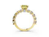 Yellow gold Round Diamond Side Stone Engagement Ring with Six-Prong Setting_3