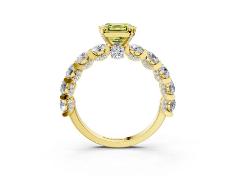 Yellow gold Round Diamond Side Stone Engagement Ring with Six-Prong Setting_3