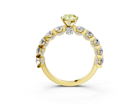 Yellow gold Round Diamond Side Stone Engagement Ring with Six-Prong Setting_3