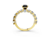 Yellow gold Round Diamond Side Stone Engagement Ring with Six-Prong Setting_3