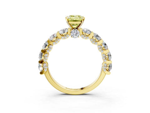 Yellow gold Round Diamond Side Stone Engagement Ring with Six-Prong Setting_3