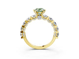 Yellow gold Round Diamond Side Stone Engagement Ring with Six-Prong Setting_3