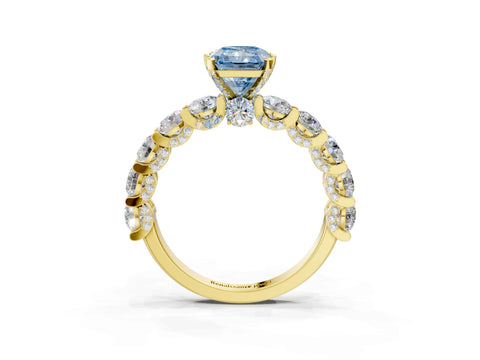 Yellow gold Round Diamond Side Stone Engagement Ring with Six-Prong Setting_3