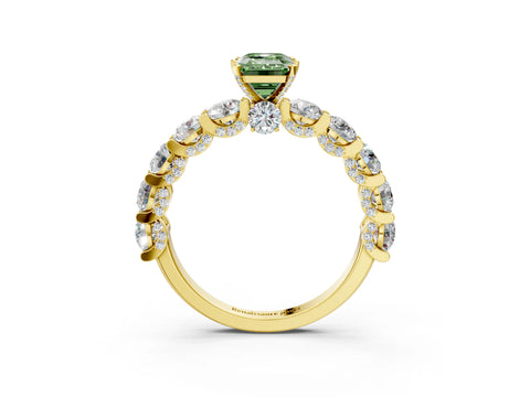 Yellow gold Round Diamond Side Stone Engagement Ring with Six-Prong Setting_3