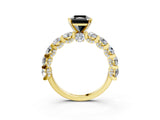 Yellow gold Round Diamond Side Stone Engagement Ring with Six-Prong Setting_3