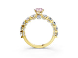 Yellow gold Round Diamond Side Stone Engagement Ring with Six-Prong Setting_3